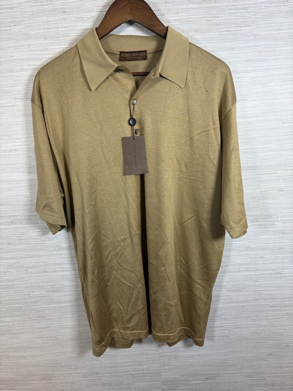 Robert Barakett Short Sleeve Polo in Camel/Tan